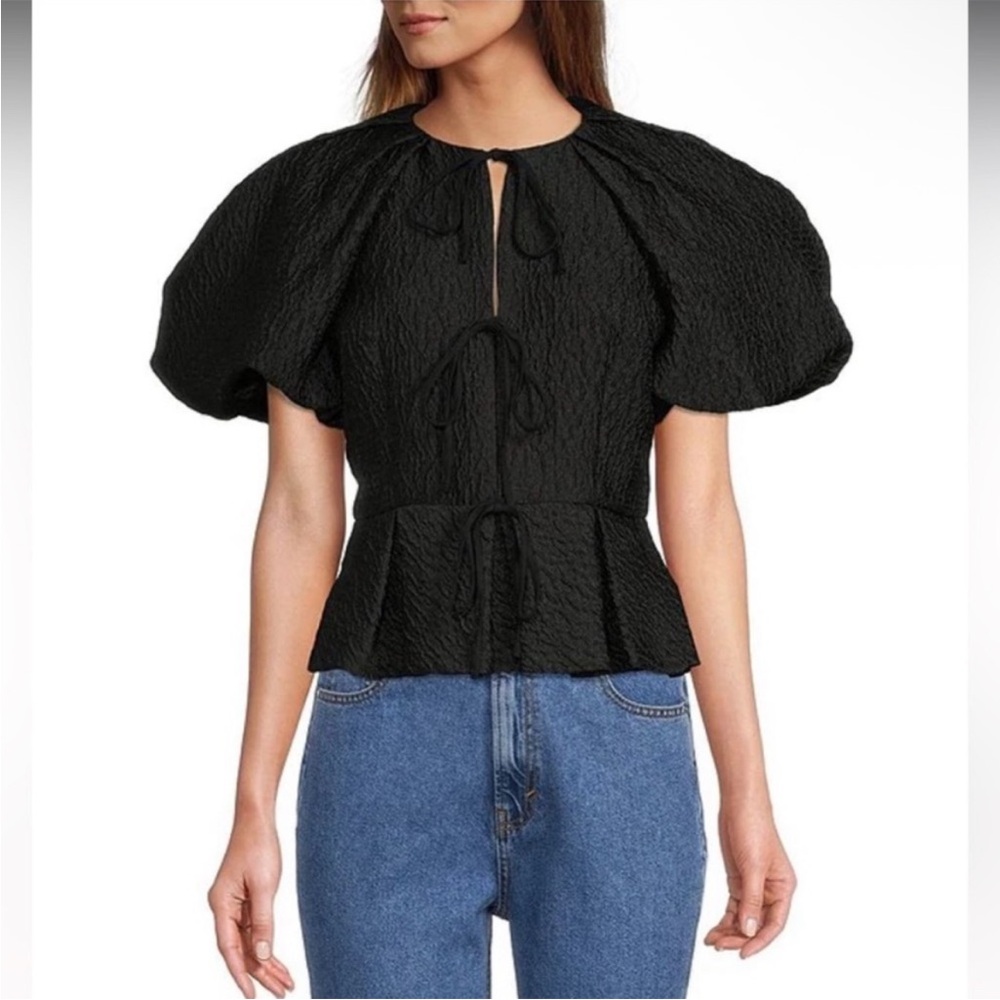 Antonio Melani X Courtney Grow Aster Short Sleeve Puff Sleeve Tie Front Size 8